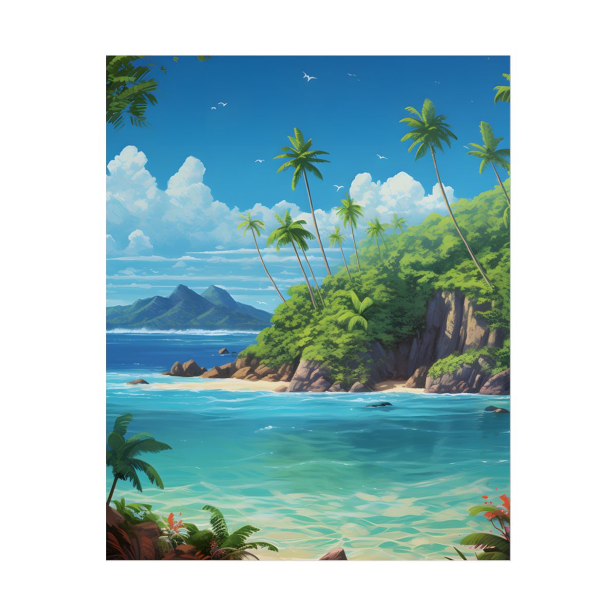 Tranquil Tropical Paradise: Calming Island Scene Art - Poster