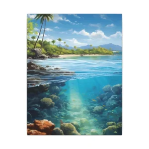 Underwater Rocks and Palm Shore Canvas Print