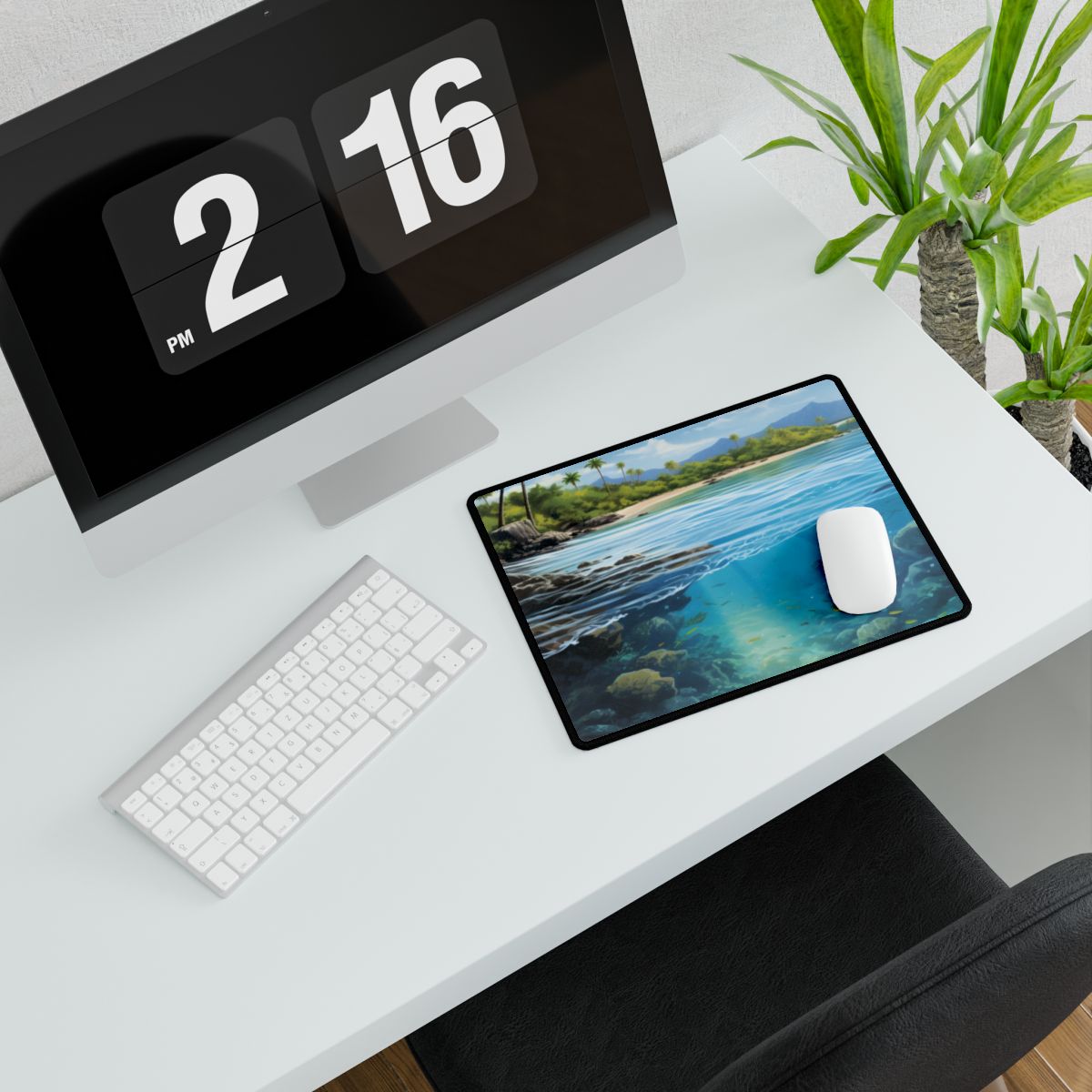 Tranquil Tropical Paradise: Relaxed Island Getaway Art - Desk Mat