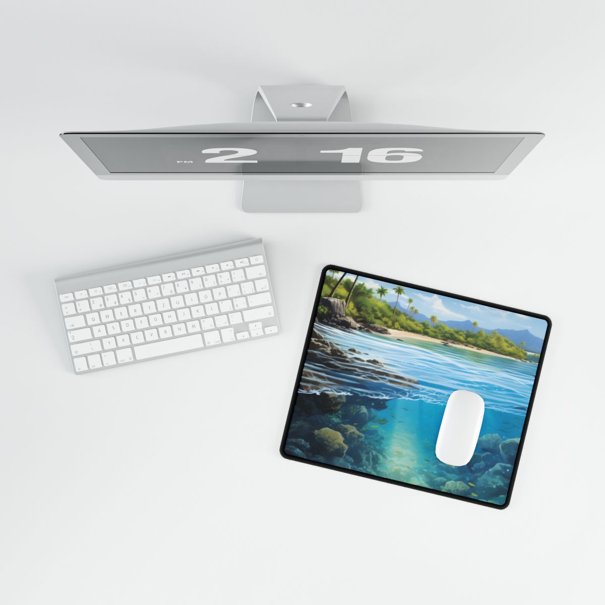 Tranquil Tropical Paradise: Relaxed Island Getaway Art - Desk Mat