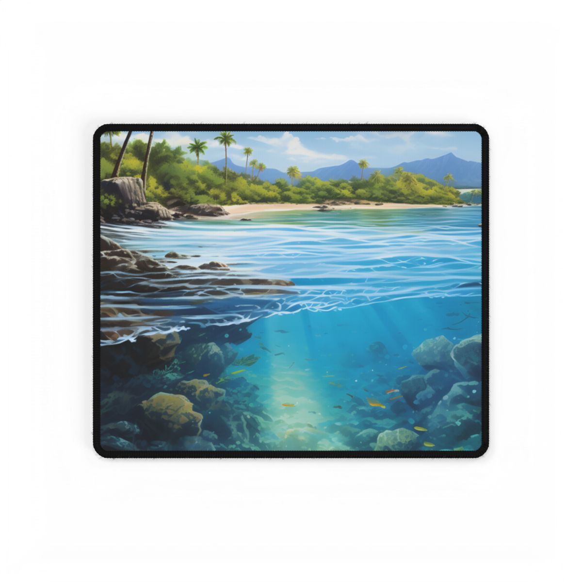 Tranquil Tropical Paradise: Relaxed Island Getaway Art - Desk Mat