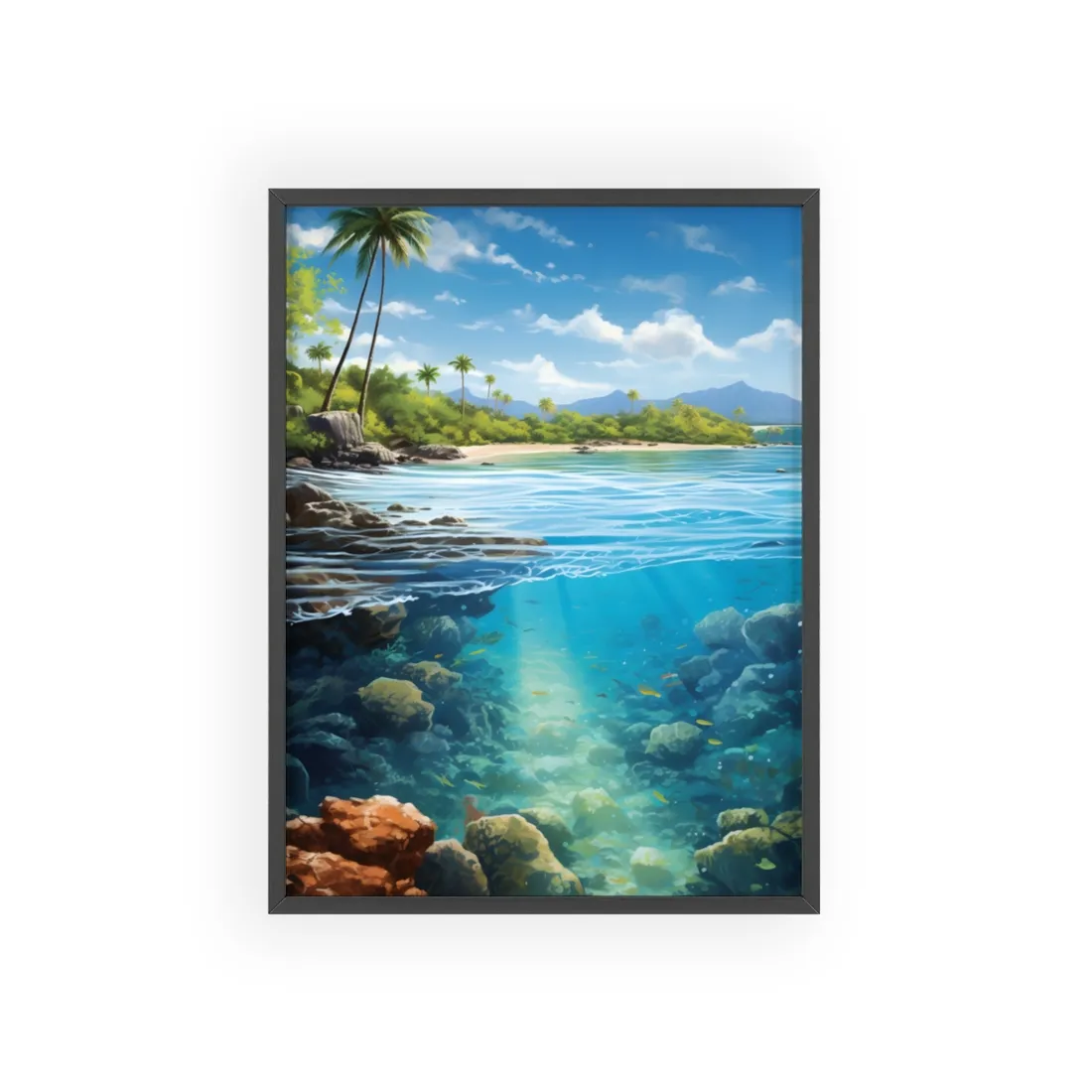 Tranquil Tropical Paradise: Relaxed Island Getaway Art - Framed Poster