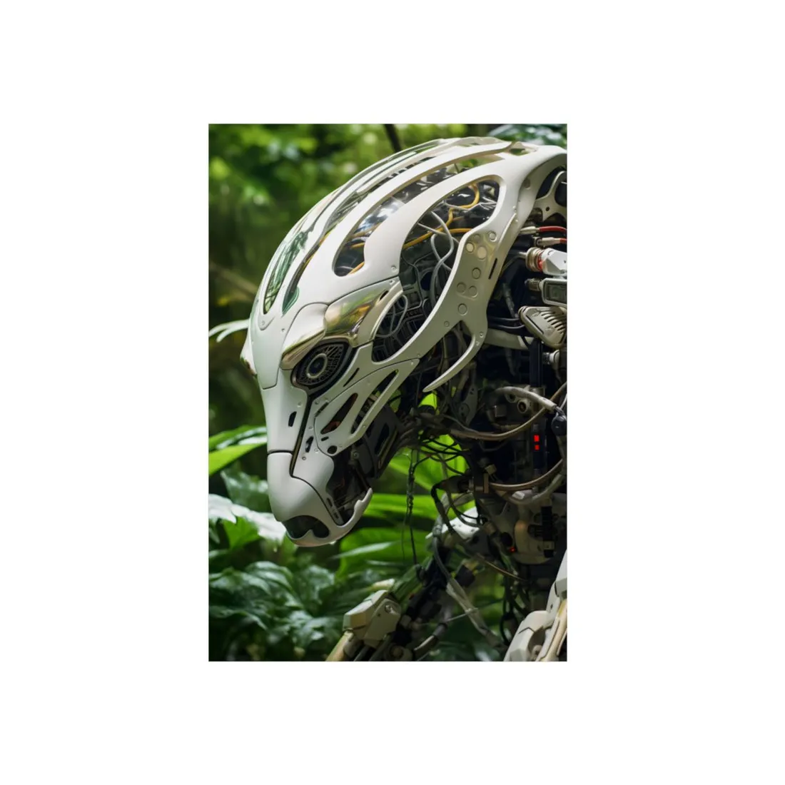 Tranquil Wildlife Sanctuary: AI-Operated Robot in Nature's Harmony - Metal Poster