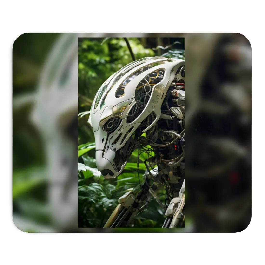 Tranquil Wildlife Sanctuary: AI-Operated Robot in Nature's Harmony - Mouse Pad