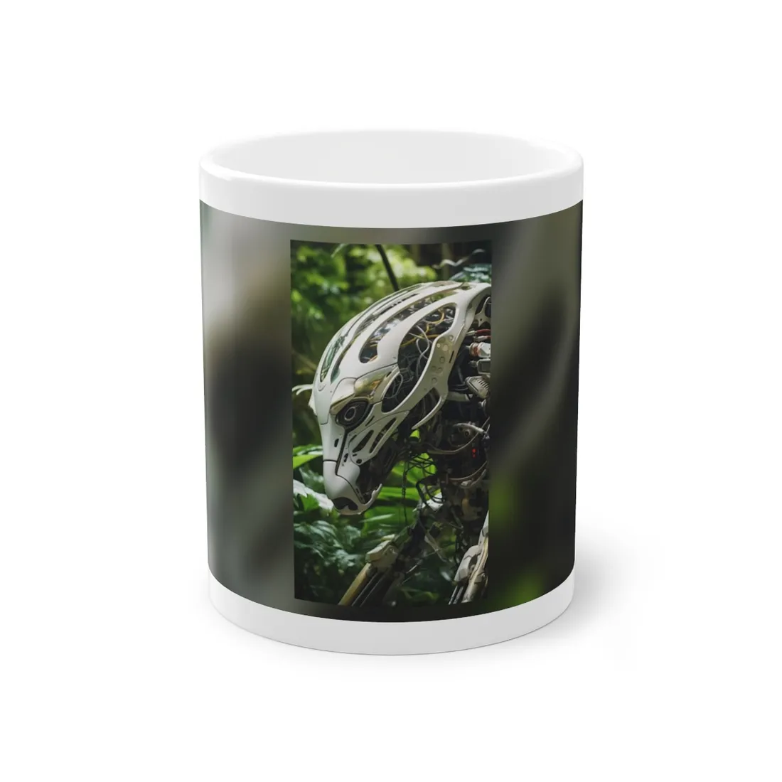 Tranquil Wildlife Sanctuary: AI-Operated Robot in Nature's Harmony - Mug