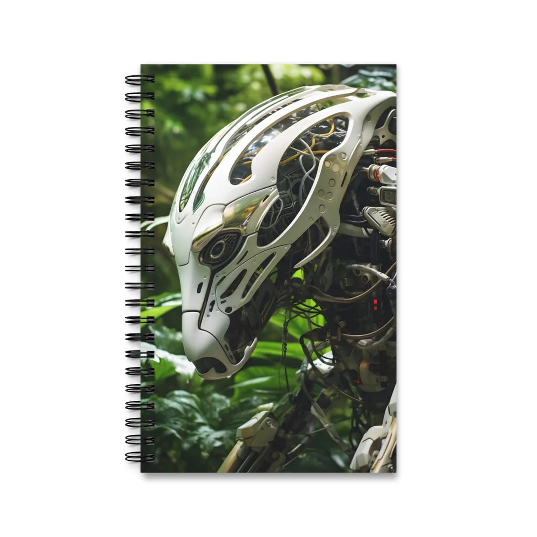 Tranquil Wildlife Sanctuary: AI-Operated Robot in Nature's Harmony - Spiral Notebook