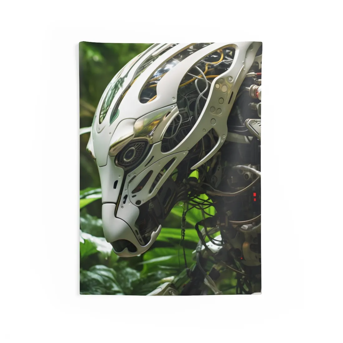 Tranquil Wildlife Sanctuary: AI-Operated Robot in Nature's Harmony - Wall Tapestry