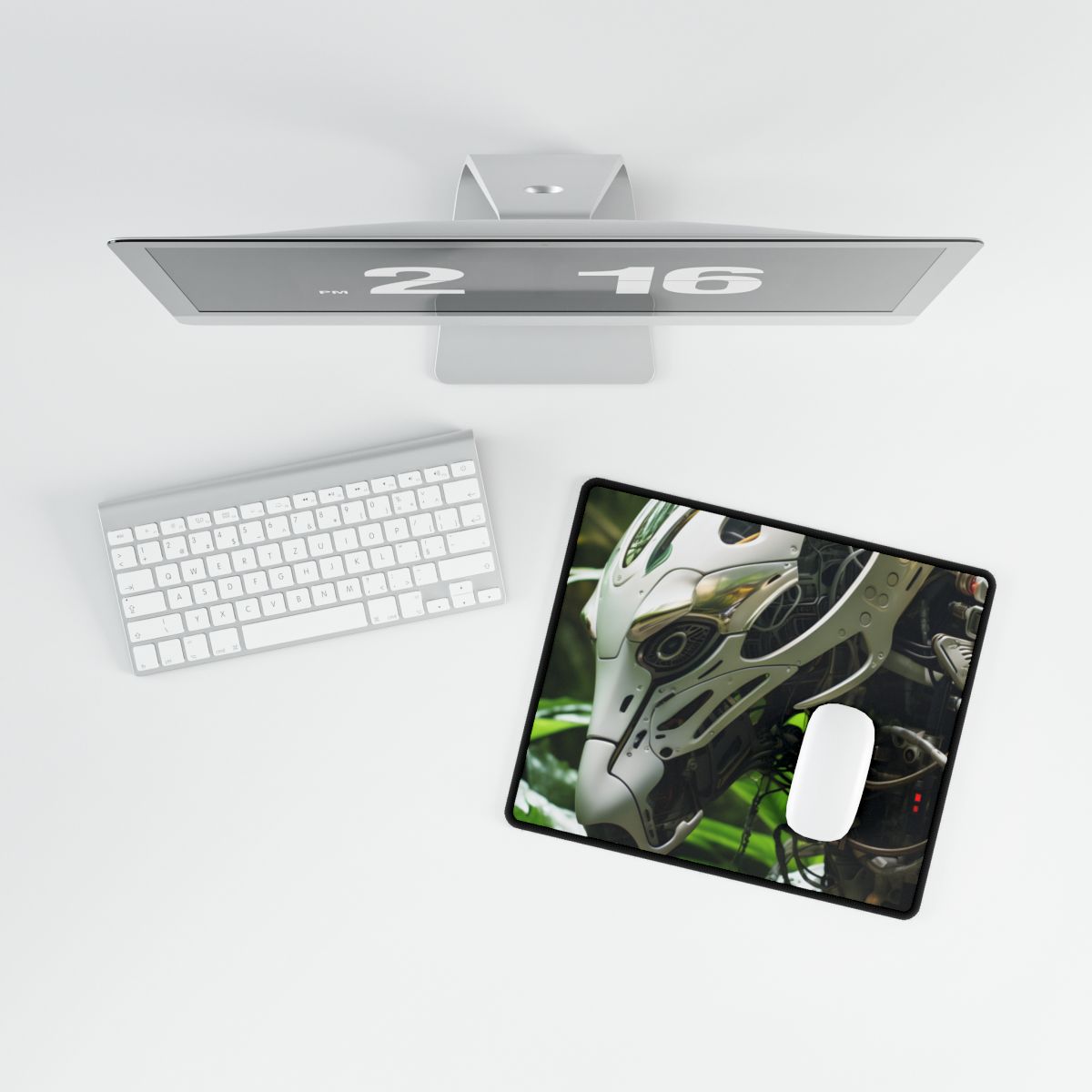 Tranquil Wildlife Sanctuary: AI-Operated Robot in Nature's Harmony - Desk Mat