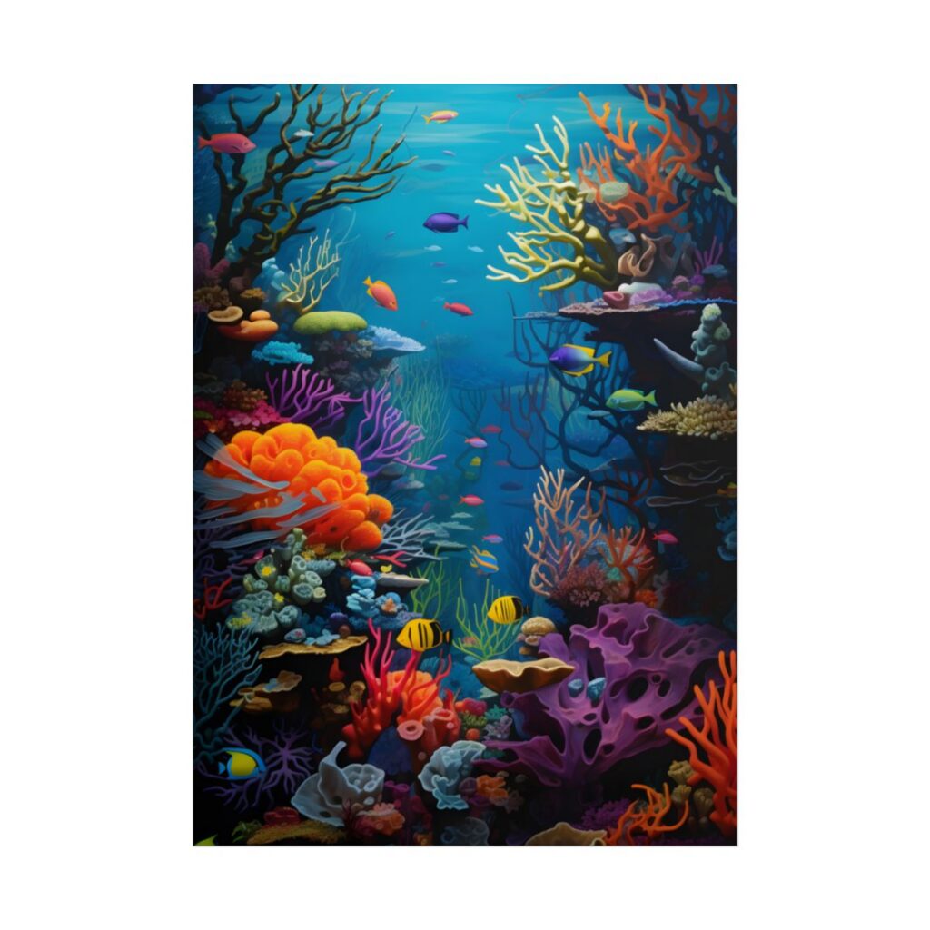 Treasured Coral Reef Oasis: A Marine Life Masterpiece - Artwork - Poster
