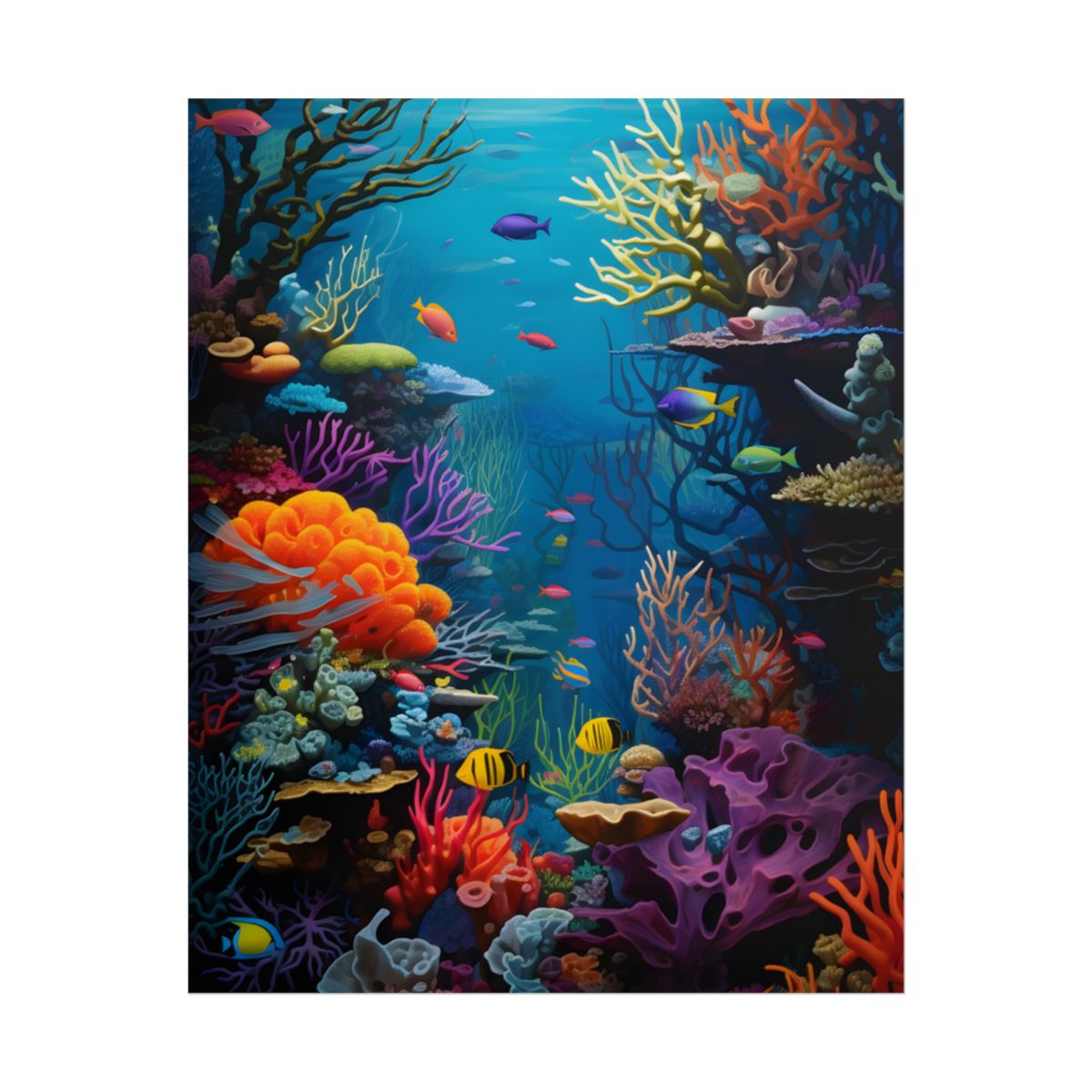 Treasured Coral Reef Oasis: A Marine Life Masterpiece - Artwork - Poster