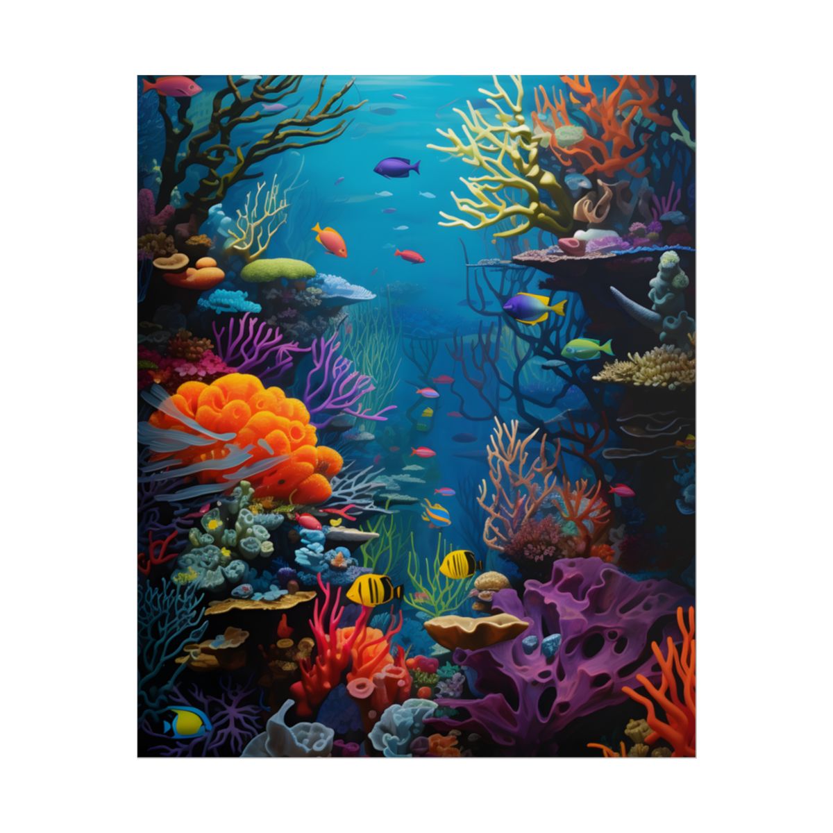 Treasured Coral Reef Oasis: A Marine Life Masterpiece - Artwork - Poster