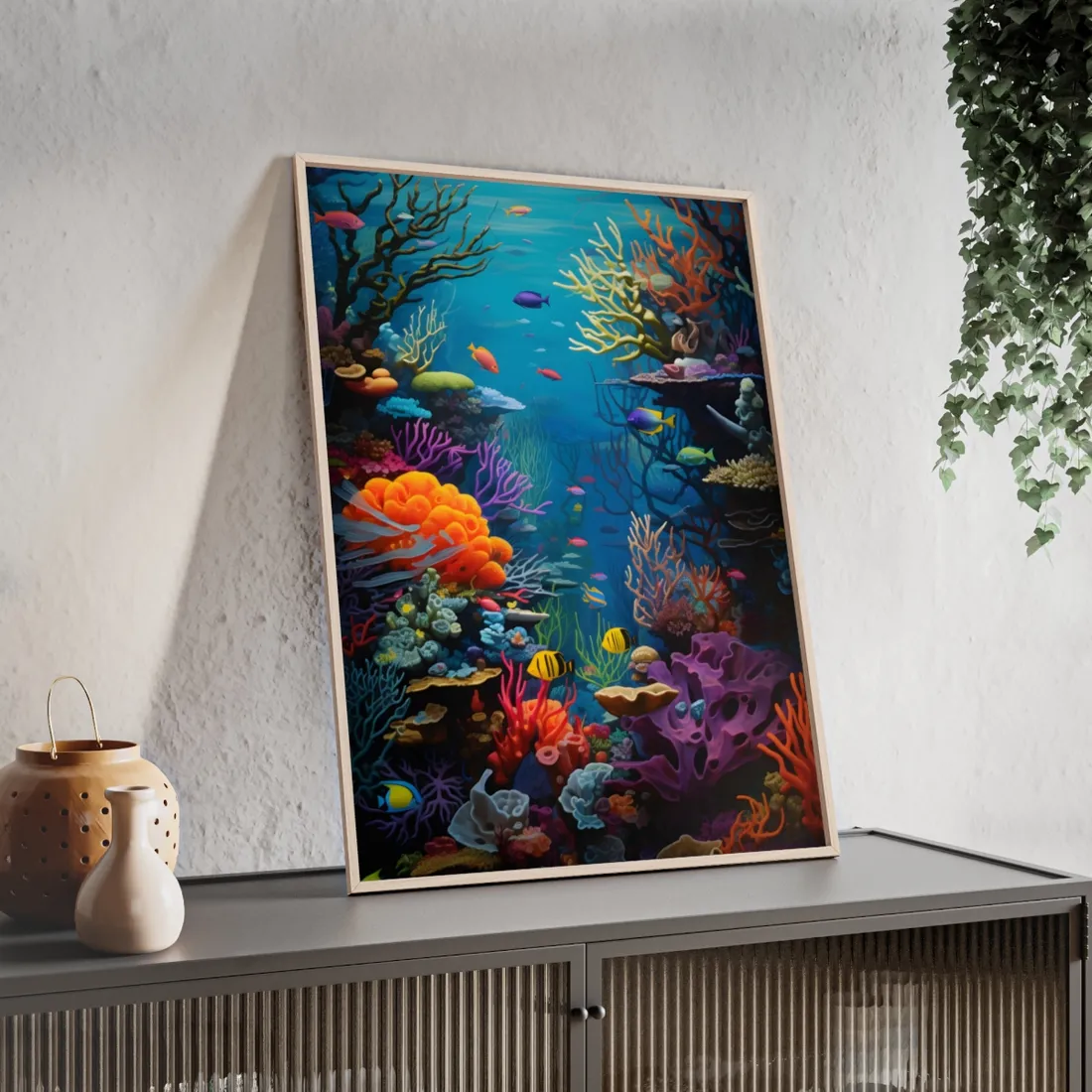 Treasured Coral Reef Oasis: A Marine Life Masterpiece - Framed Poster
