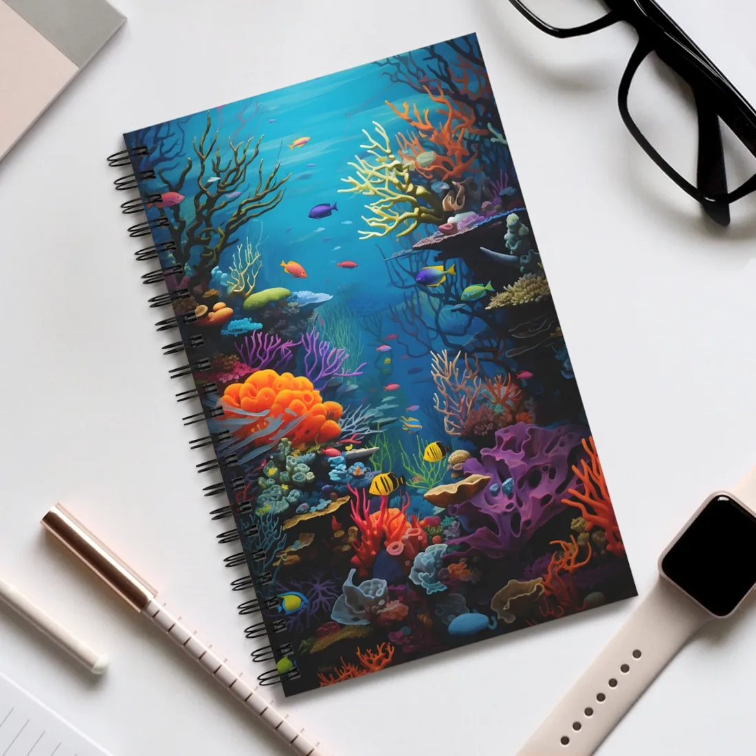 Treasured Coral Reef Oasis: A Marine Life Masterpiece - Spiral Notebook