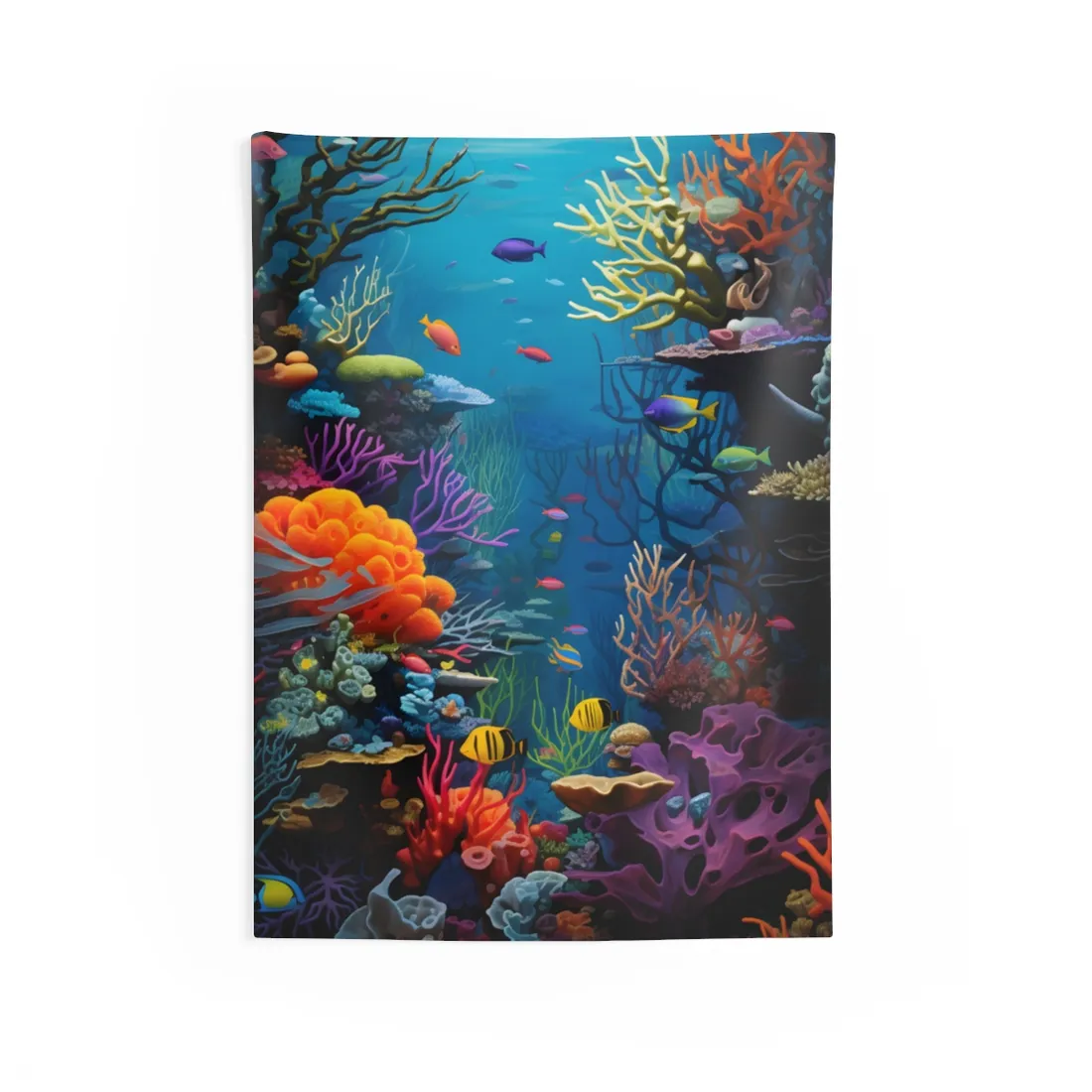 Treasured Coral Reef Oasis: A Marine Life Masterpiece - Wall Tapestry