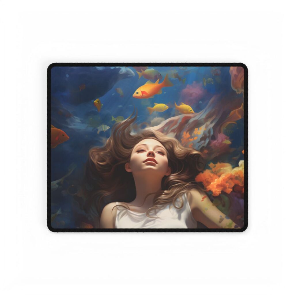 Tropical Getaway: Digital Artwork of Beach Vacation Scene - Desk Mat