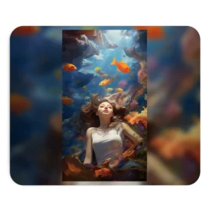 Woman Floating Among Goldfish Underwater Mouse Pad