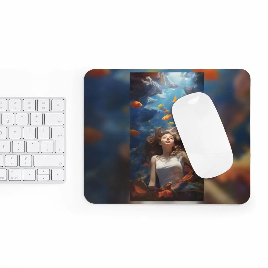 Tropical Getaway: Digital Artwork of Beach Vacation Scene - Mouse Pad