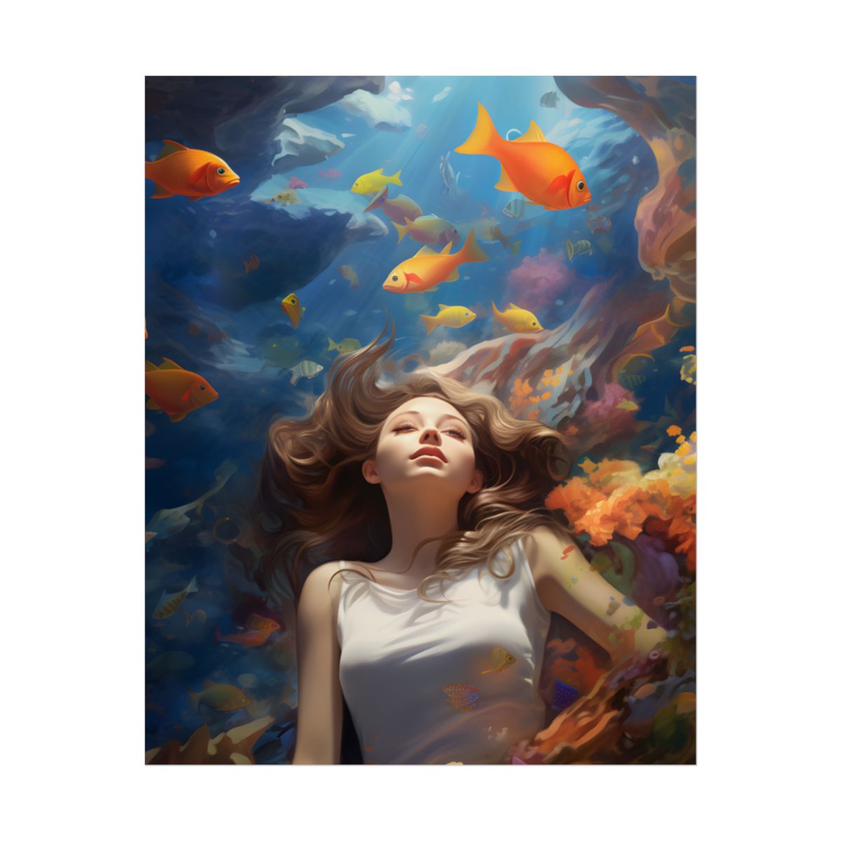 Tropical Getaway: Digital Artwork of Beach Vacation Scene - Poster