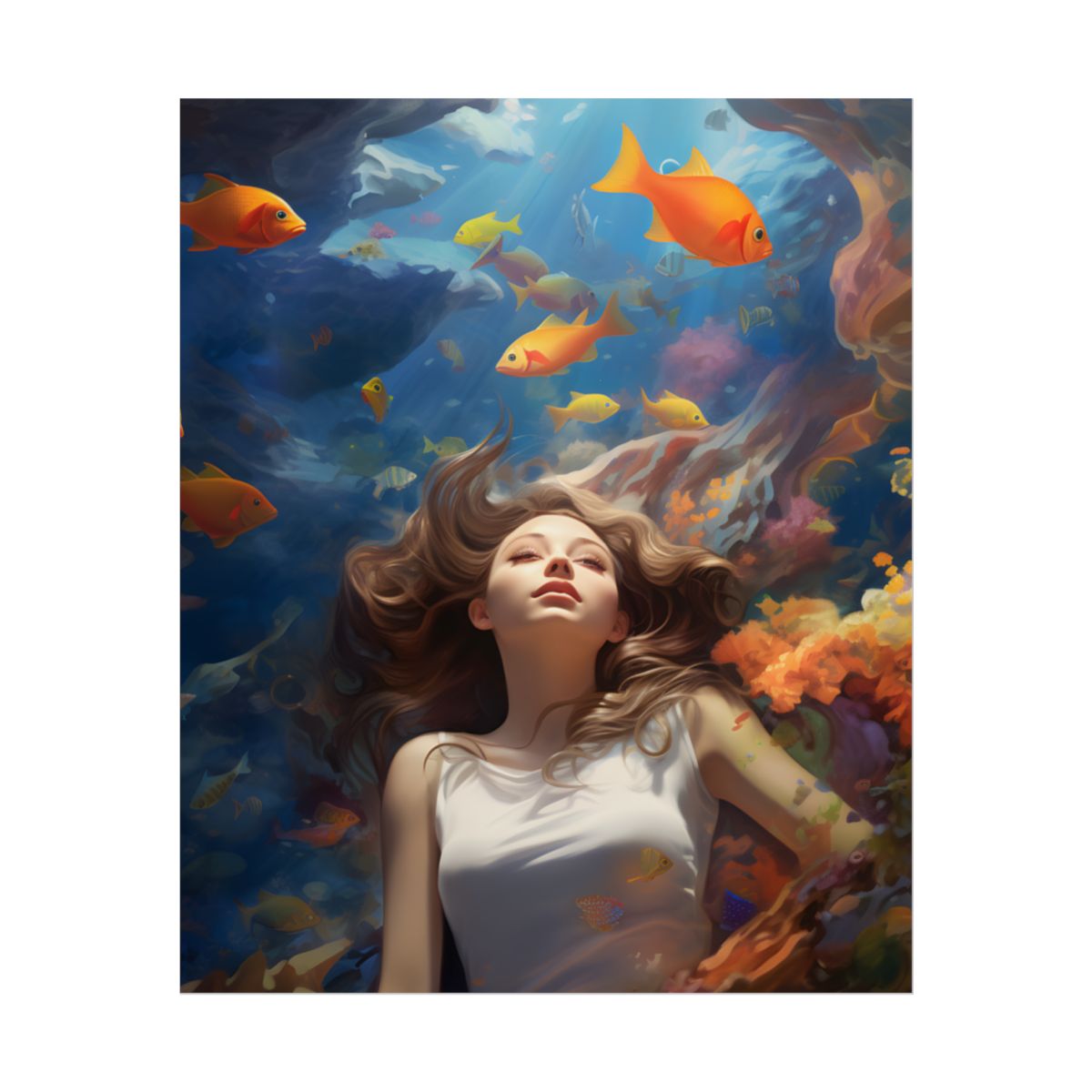 Tropical Getaway: Digital Artwork of Beach Vacation Scene - Poster