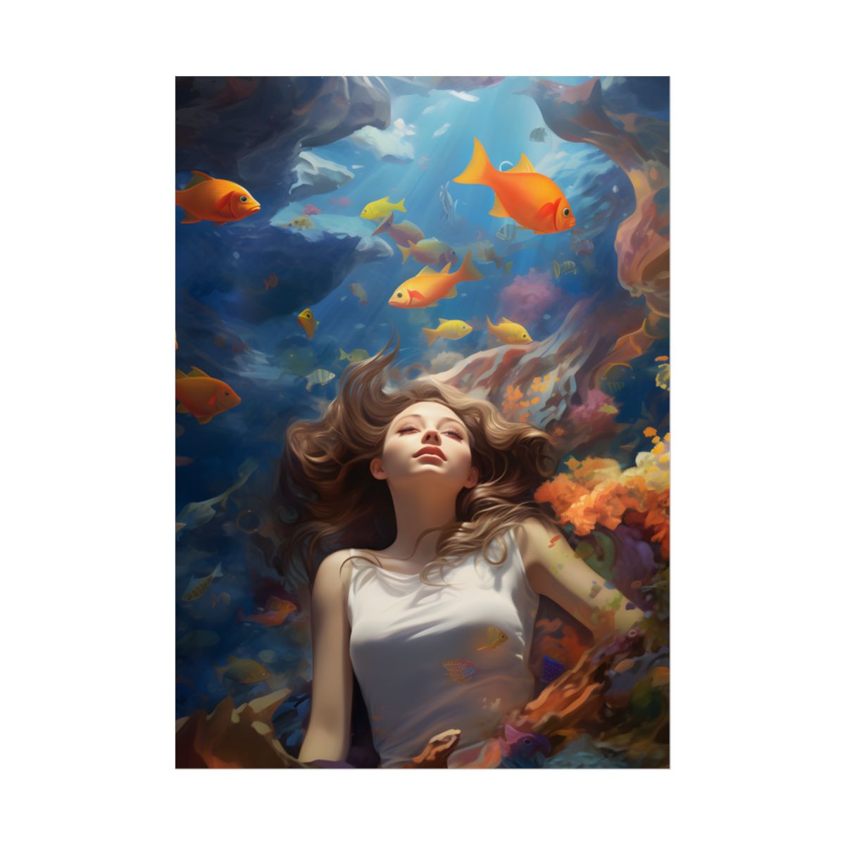 Tropical Getaway: Digital Artwork of Beach Vacation Scene - Poster