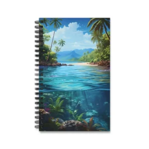 Tropical Beach with Underwater Coral Spiral Notebook