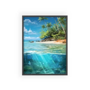 Palm Beach with Underwater Reef Framed Poster