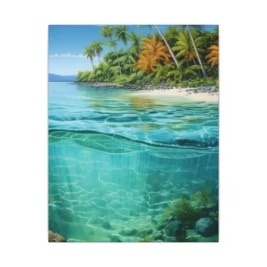 Tropical Beach with Palm Trees Canvas Print