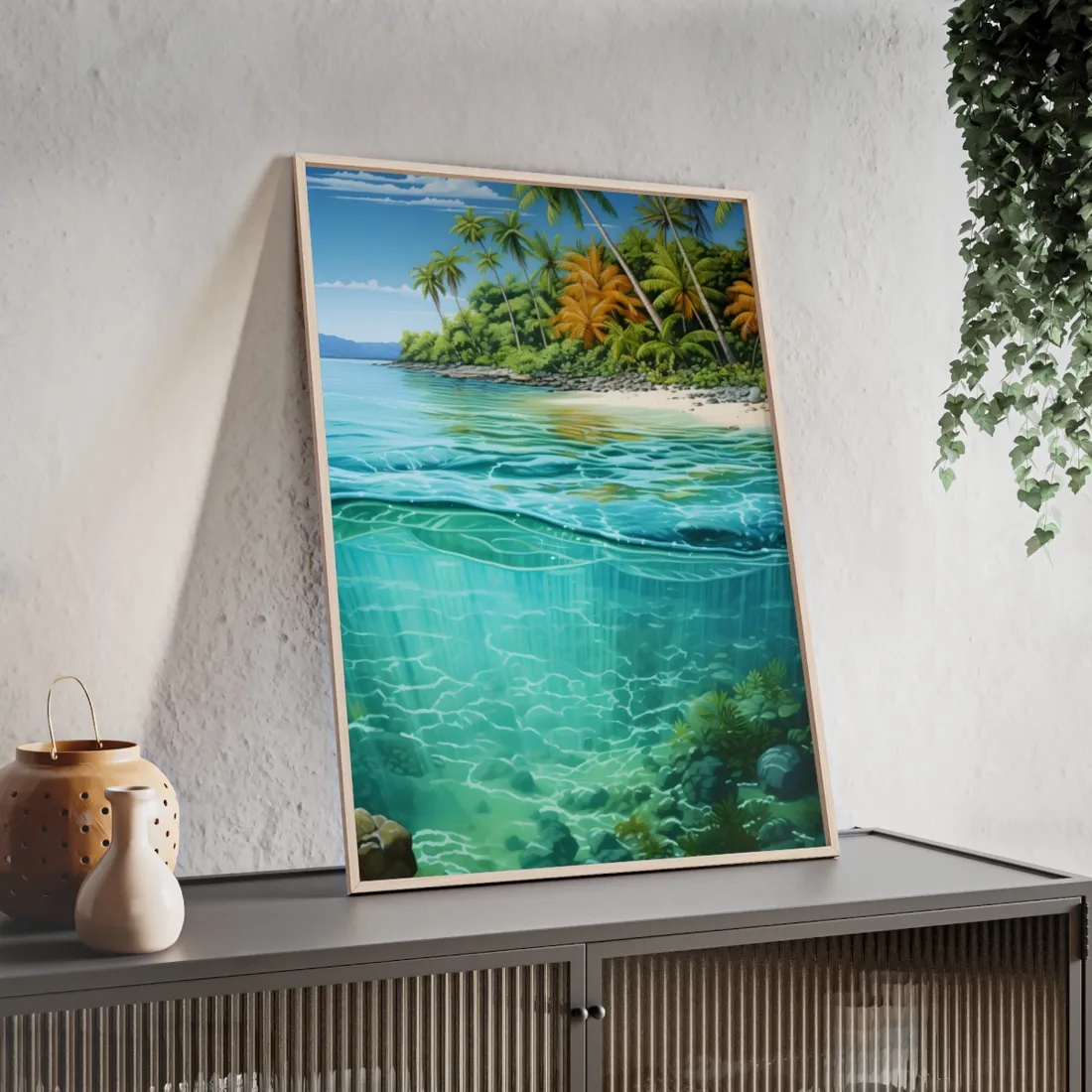 Tropical Island Paradise: Serene Natural Beauty - Framed Poster