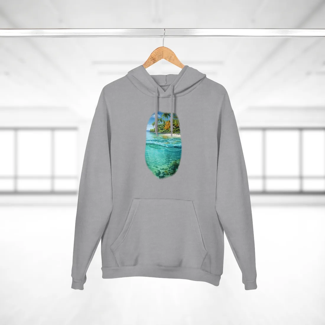 Tropical Island Paradise: Serene Natural Beauty - Hoodie (Heather Grey)