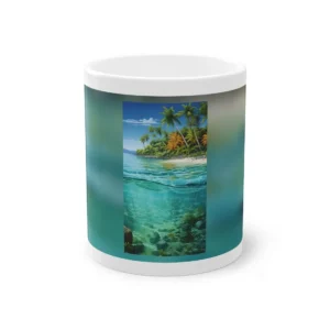 Tropical Beach with Palm Trees Mug