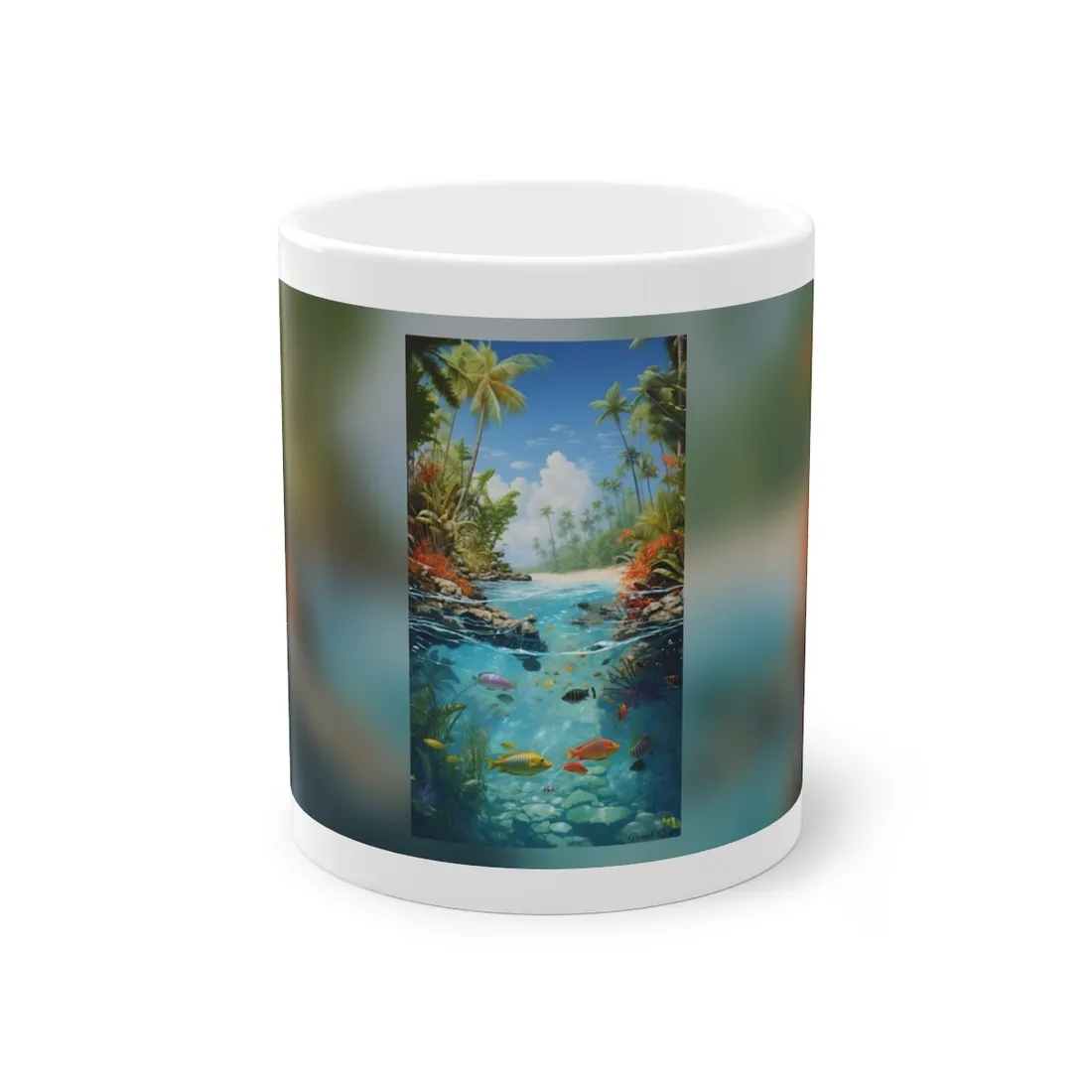 Tropical Island Serenity: Tranquil Ocean Art - Mug