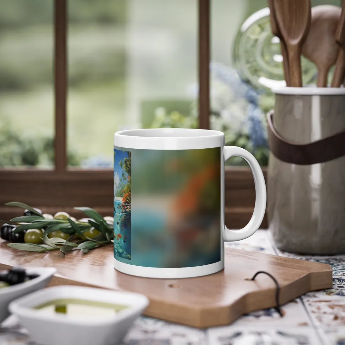 Tropical Island Serenity: Tranquil Ocean Art - Mug