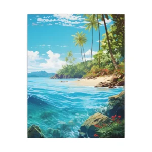 Turquoise Sea Palm Beach Canvas Print