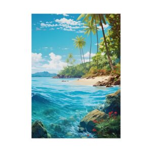 Turquoise Sea Palm Beach Poster