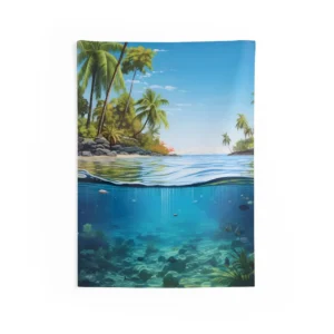 Tropical Beach Underwater View Wall Tapestry