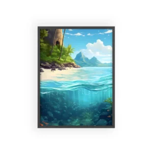 Island Beach with Mountains Framed Poster