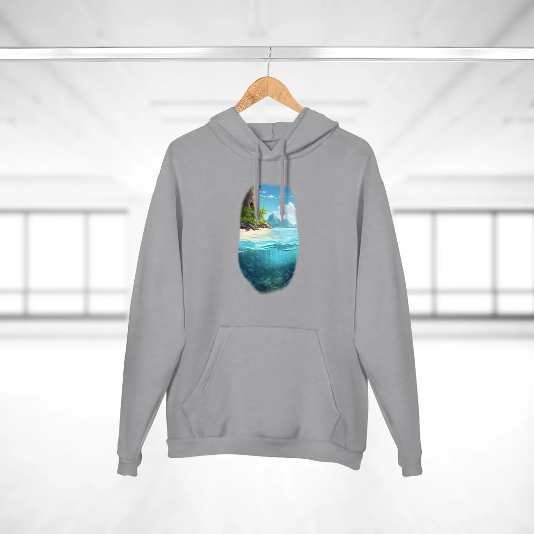 Tropical Paradise: Serene Island Getaway - Hoodie (Heather Grey)
