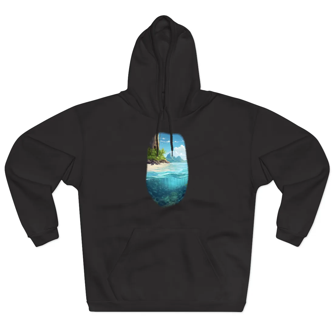 Tropical Paradise: Serene Island Getaway - Hoodie (Black)