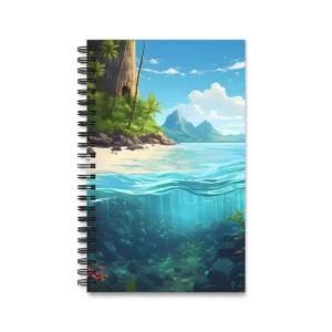 Island Beach with Mountains Spiral Notebook