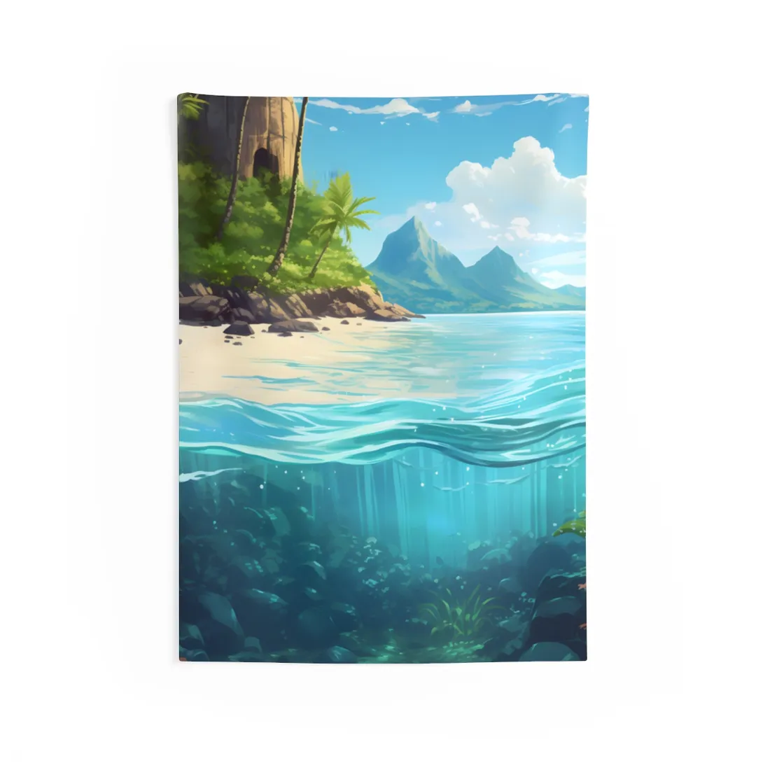 Tropical Paradise: Serene Island Getaway - Wall Tapestry