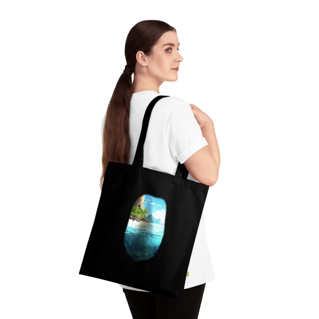 Tropical Paradise: Serene Island Getaway - Tote Bag (Black)