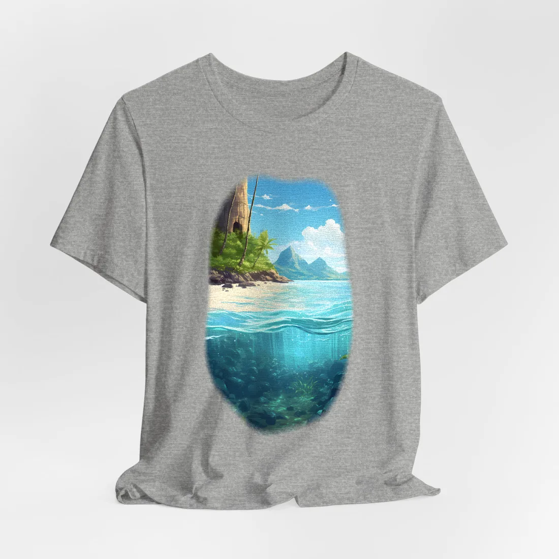 Tropical Paradise: Serene Island Getaway - T-Shirt (Athletic Heather)