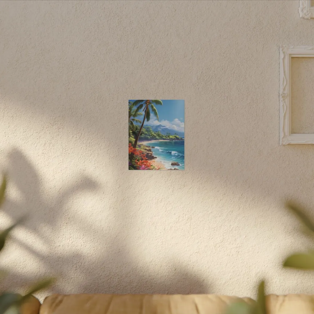 Tropical Paradise: Serene Island Oasis in Tranquil Blue Skies - Canvas