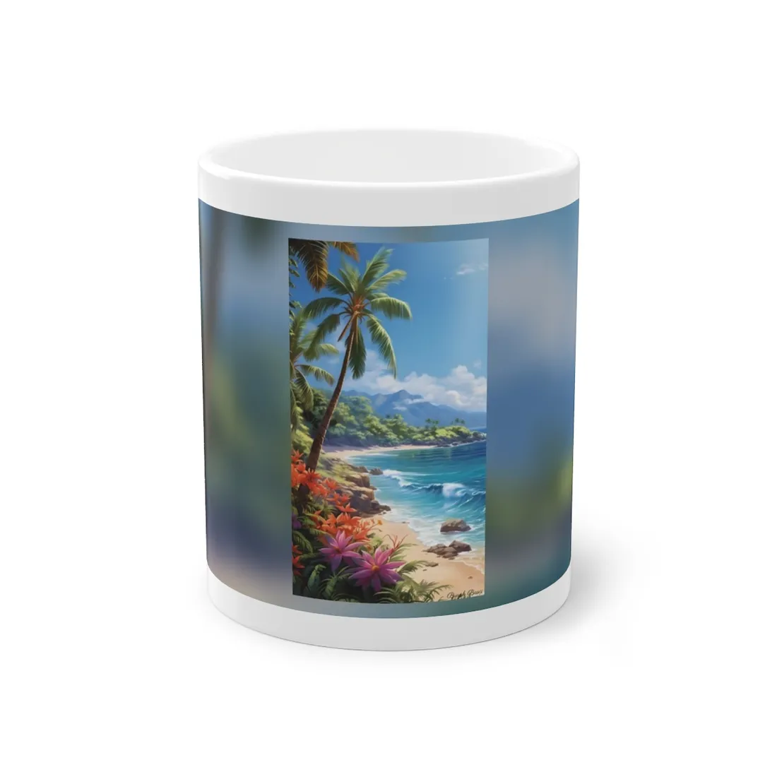 Tropical Paradise: Serene Island Oasis in Tranquil Blue Skies - Mug