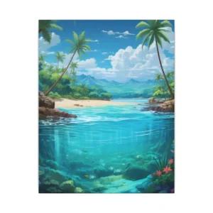 Tropical Lagoon with Palm Trees Canvas Print