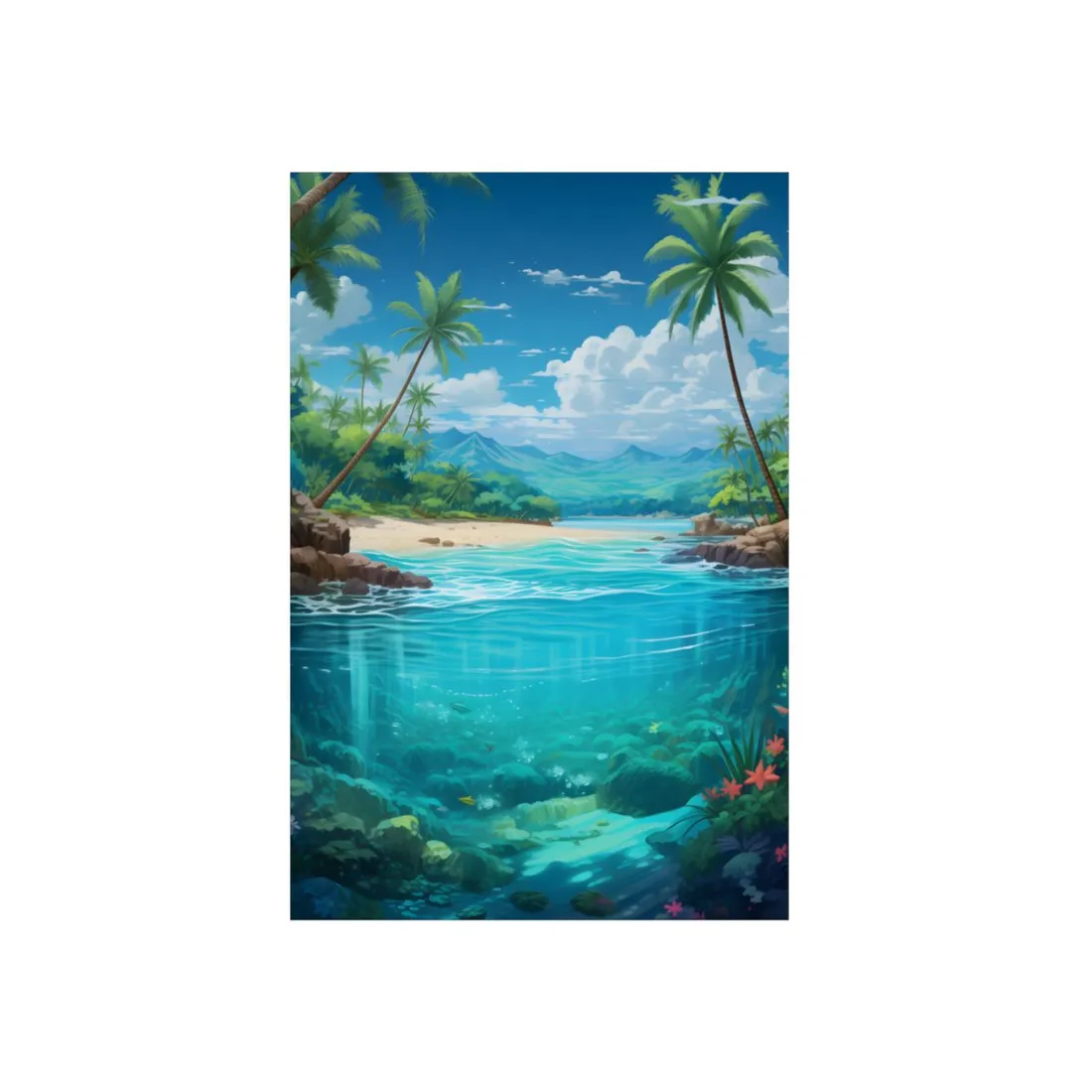 Tropical Paradise Serenity: Tranquil Island Escape Art - Metal Poster