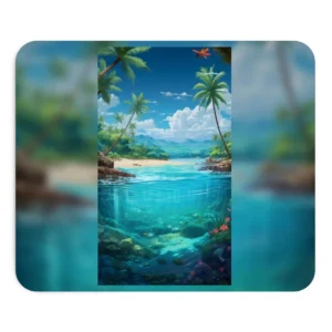 Tropical Lagoon with Palm Trees Mouse Pad
