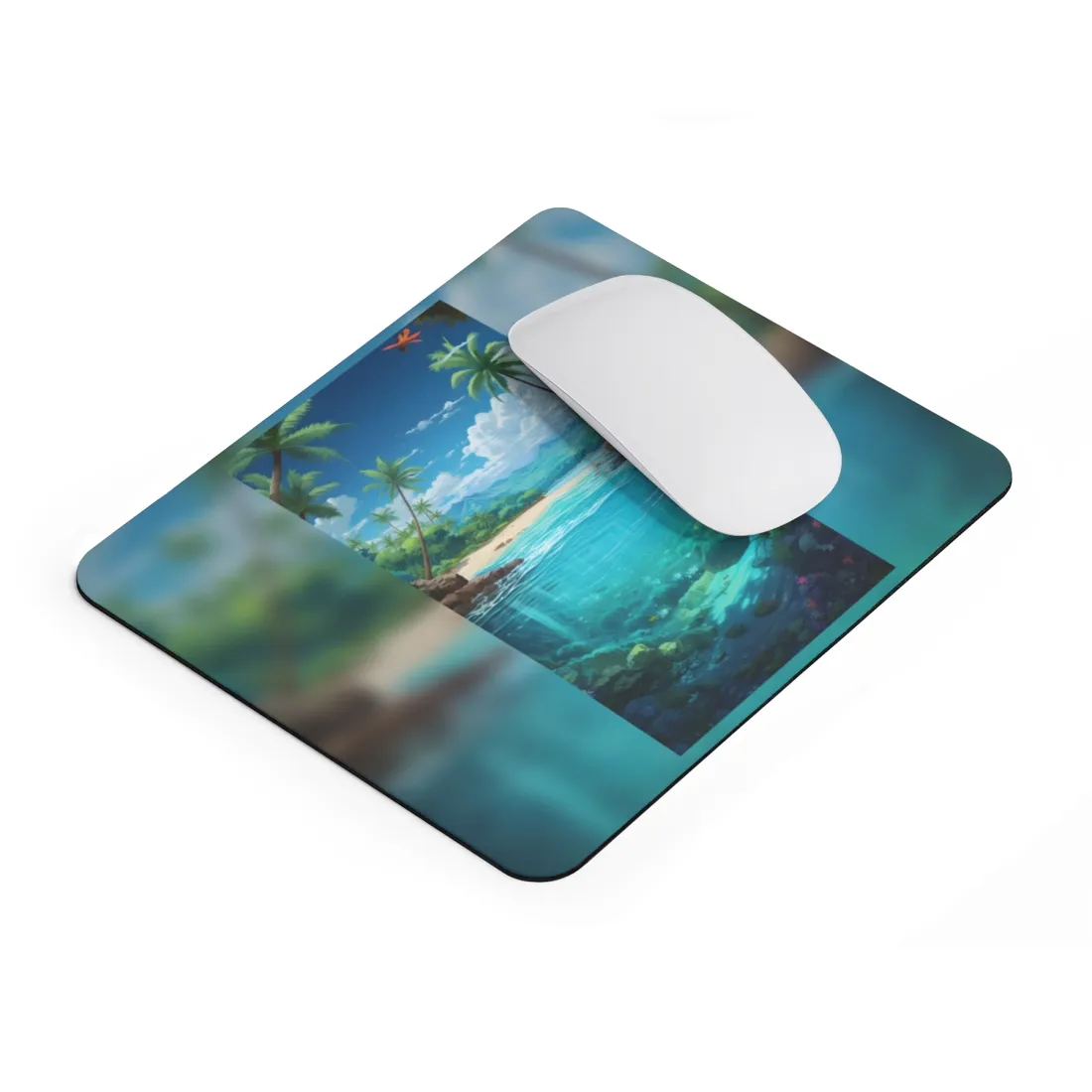Tropical Paradise Serenity: Tranquil Island Escape Art - Mouse Pad