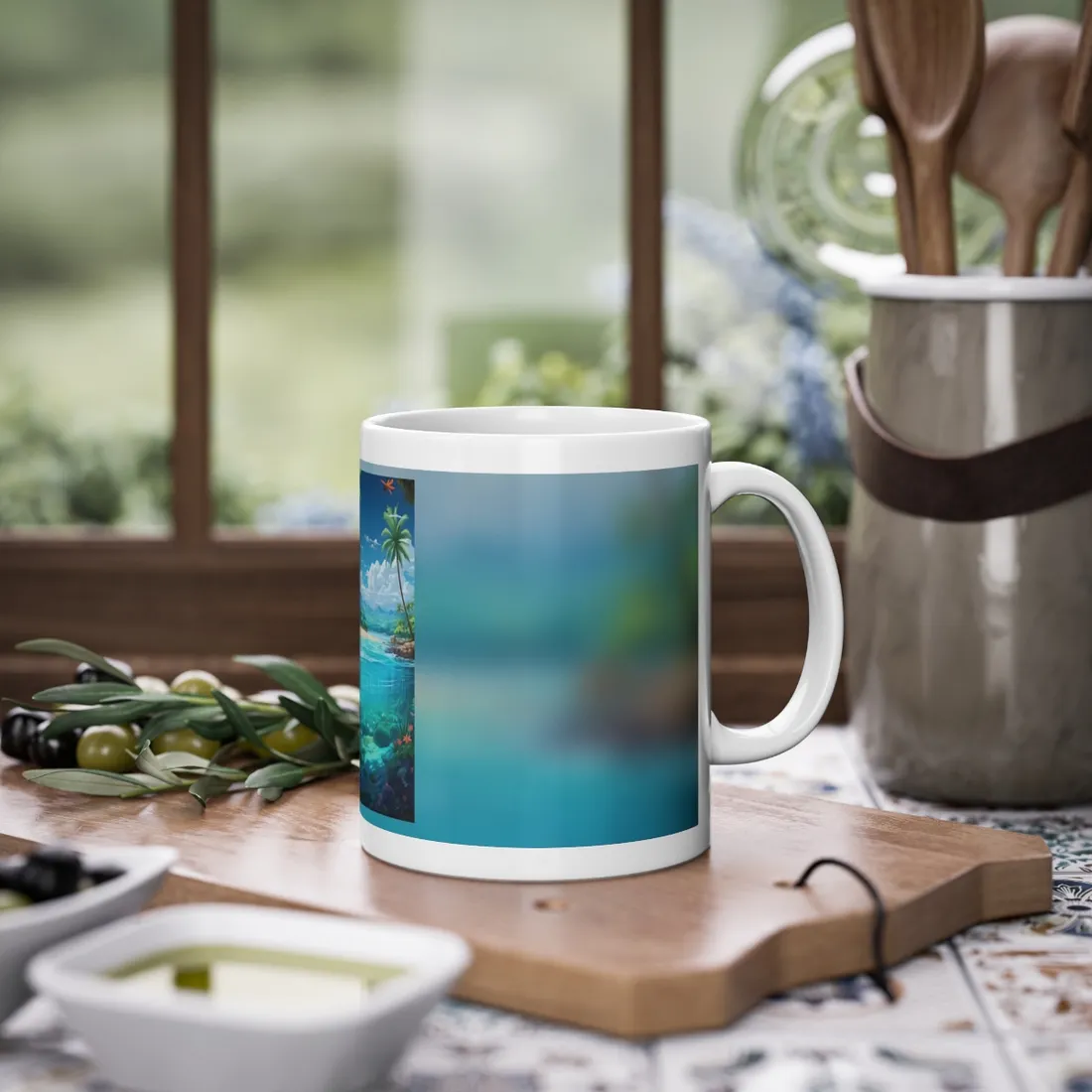 Tropical Paradise Serenity: Tranquil Island Escape Art - Mug