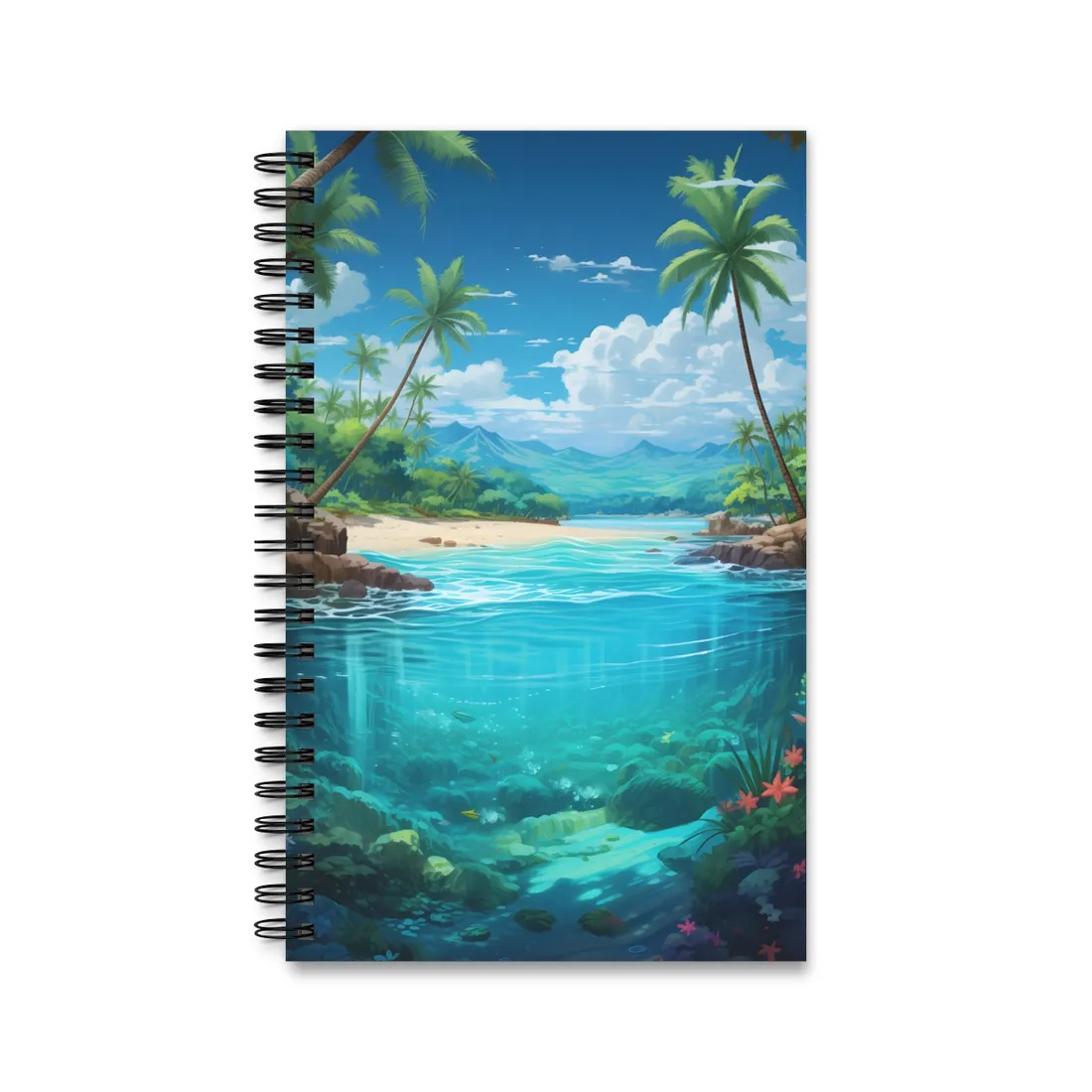 Tropical Paradise Serenity: Tranquil Island Escape Art - Spiral Notebook